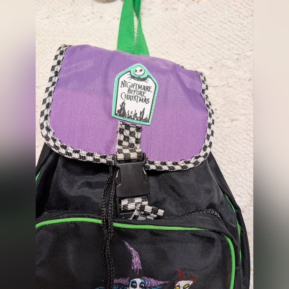 Disney The Nightmare Before Christmas Backpack Lock Shock Barrel Checkered - Picture 2 of 12